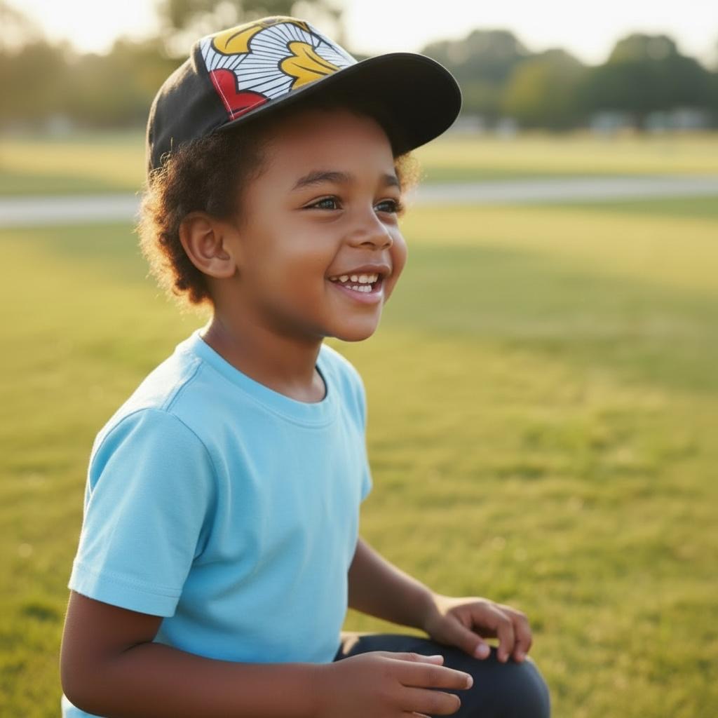 Casquette Enfant MPESA Noir en Wax Style Afro Moderne 2-12 ans