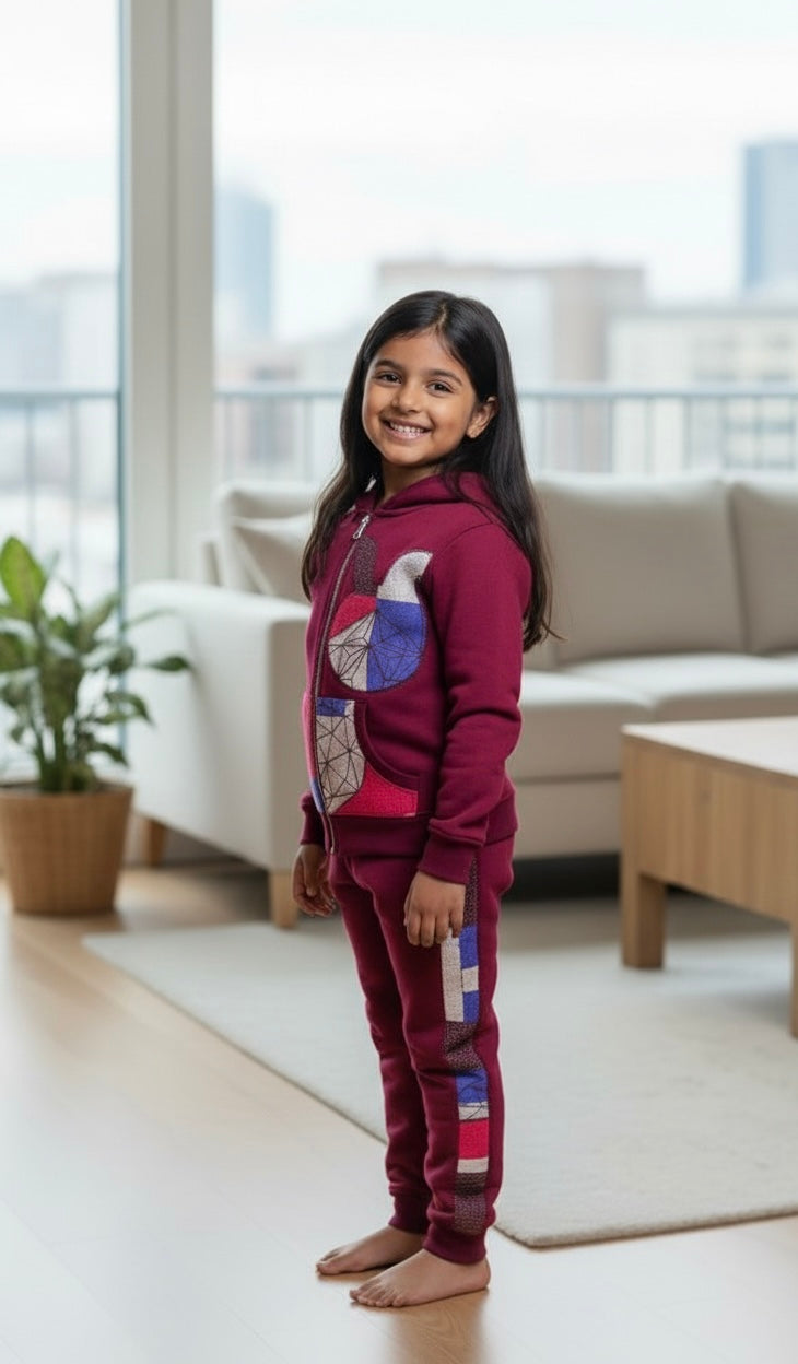 Jogging pour fille avec détails en wax, tenue casual et stylée aux influences africaines modernes.