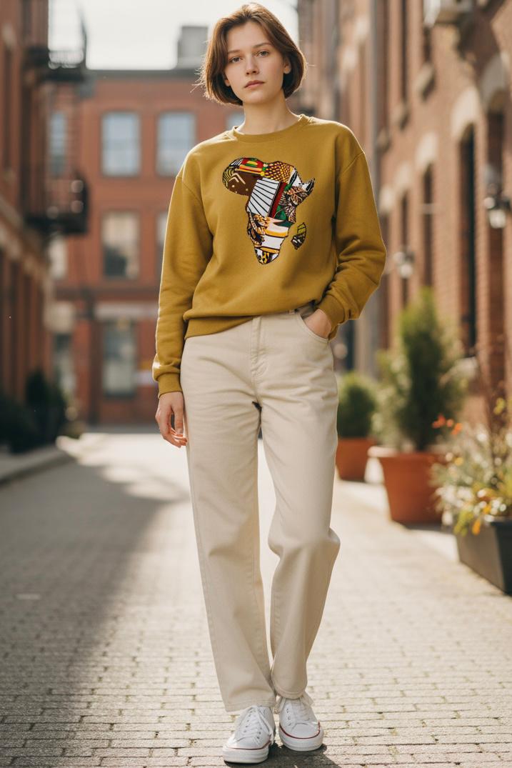 SWEAT-SHIRT ENFANT PERSONNALISÉ -CARTE D’AFRIQUE EN WAX ( MIXTE)