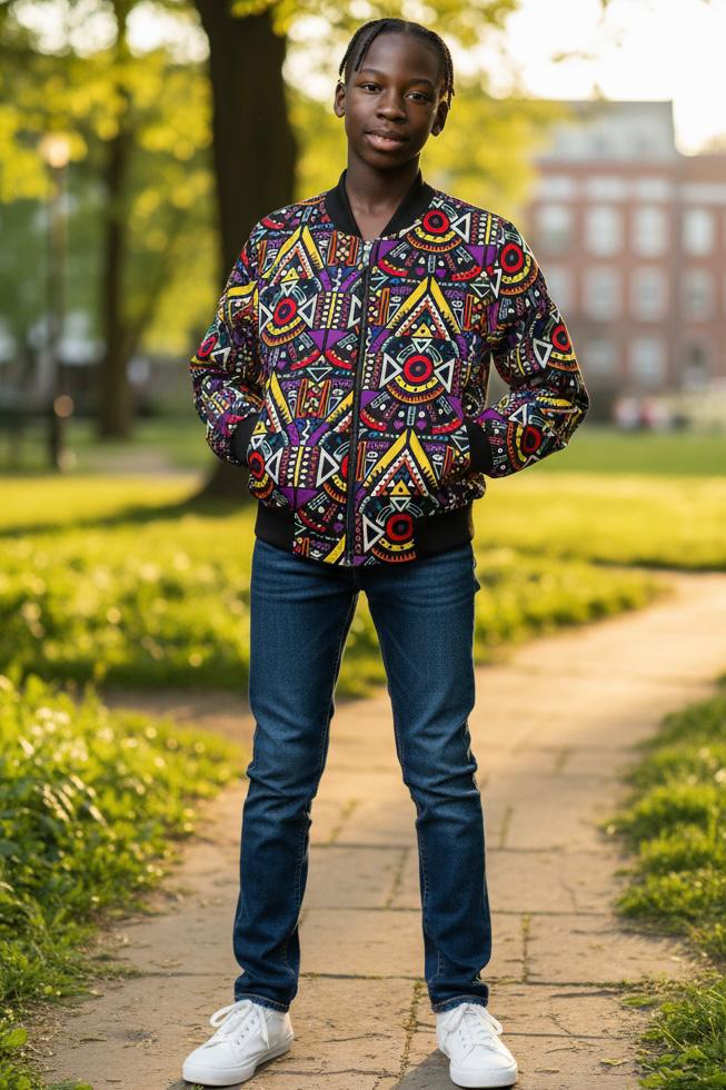 Enfant en bomber mixte, vêtement polyvalent au design actuel, convenant aussi bien aux filles qu’aux garçons.