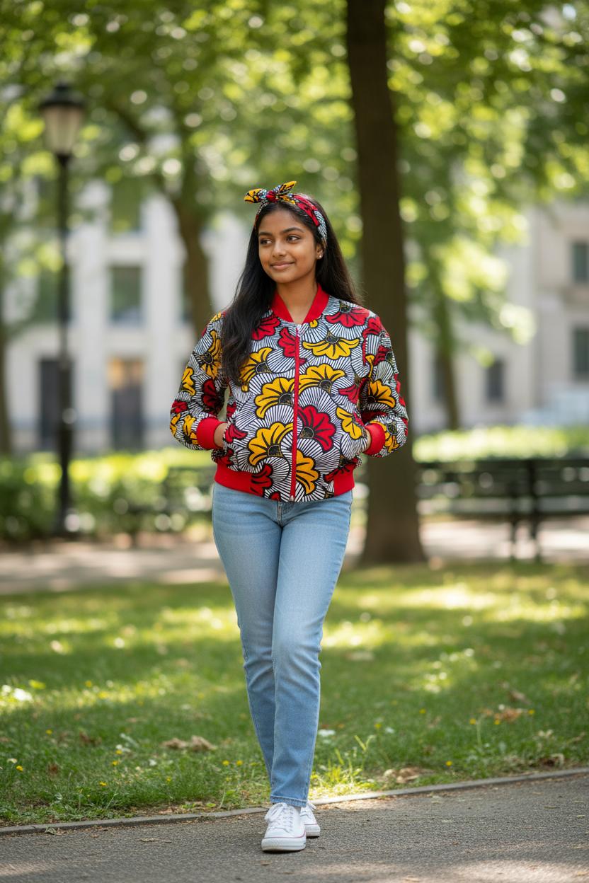 BOMBER EN WAX MPESA + BANDEAU ASSORTI (FILLES)