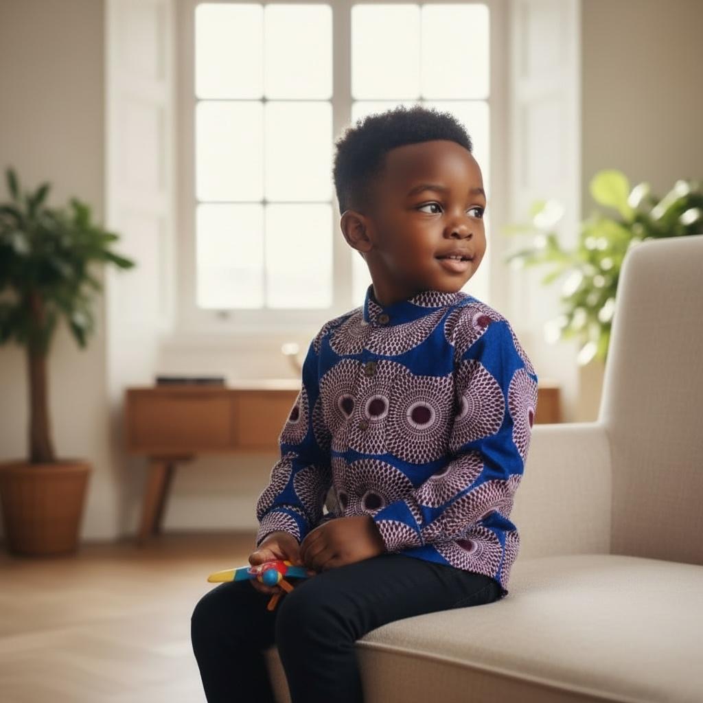 Chemise wax garçon LOLODOF 2-en-1 – style africain moderne enfant
