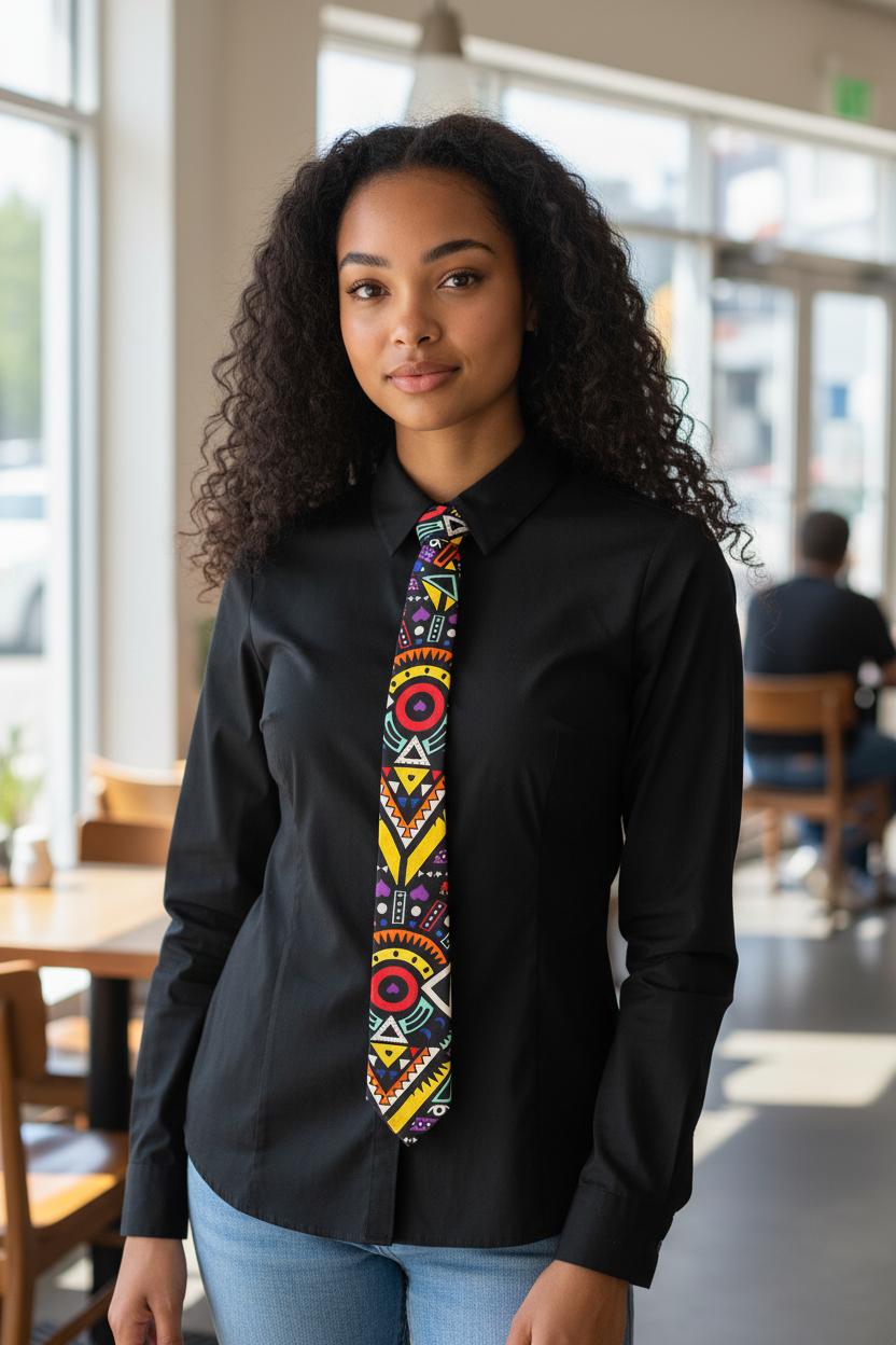 Cravate NTEPPE Tissu coton graphique, confection artisanale unisexe