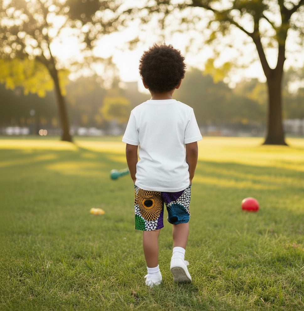 Ensemble Enfant Garçon DIA – T-shirt Customisé et Bermuda en Wax