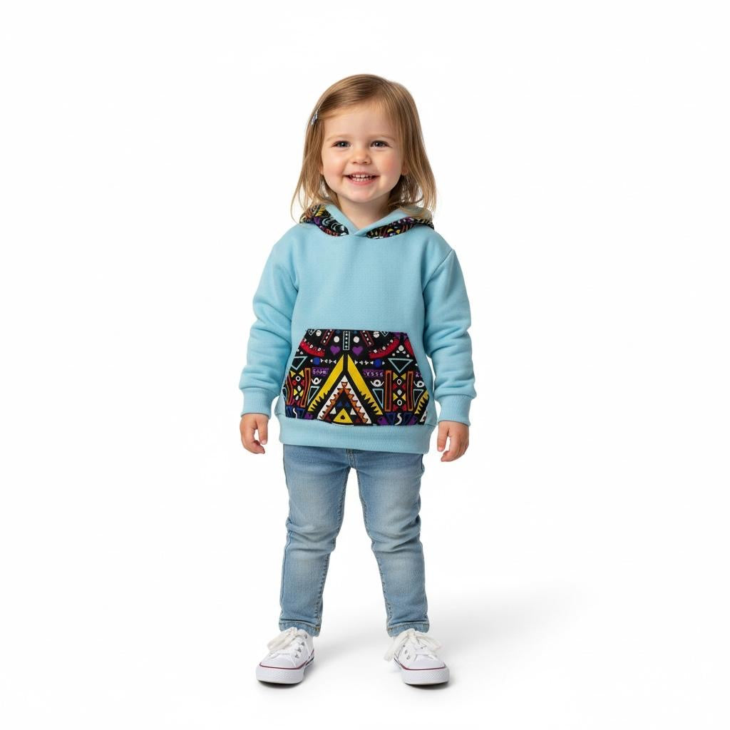 Sweat-shirt enfant à capuche NTEPPE – Fait main – Coton 100 % doux et wax coloré – Mixte 2 à 12 ans