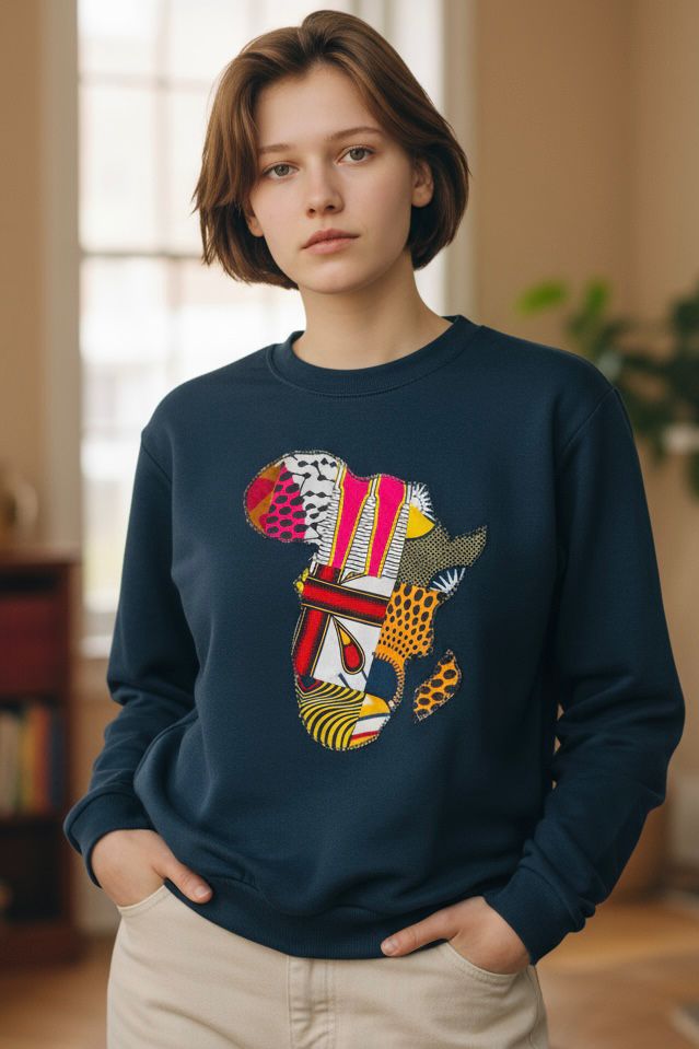 SWEAT-SHIRT ENFANT PERSONNALISÉ - CARTE D’AFRIQUE EN WAX (MIXTE)