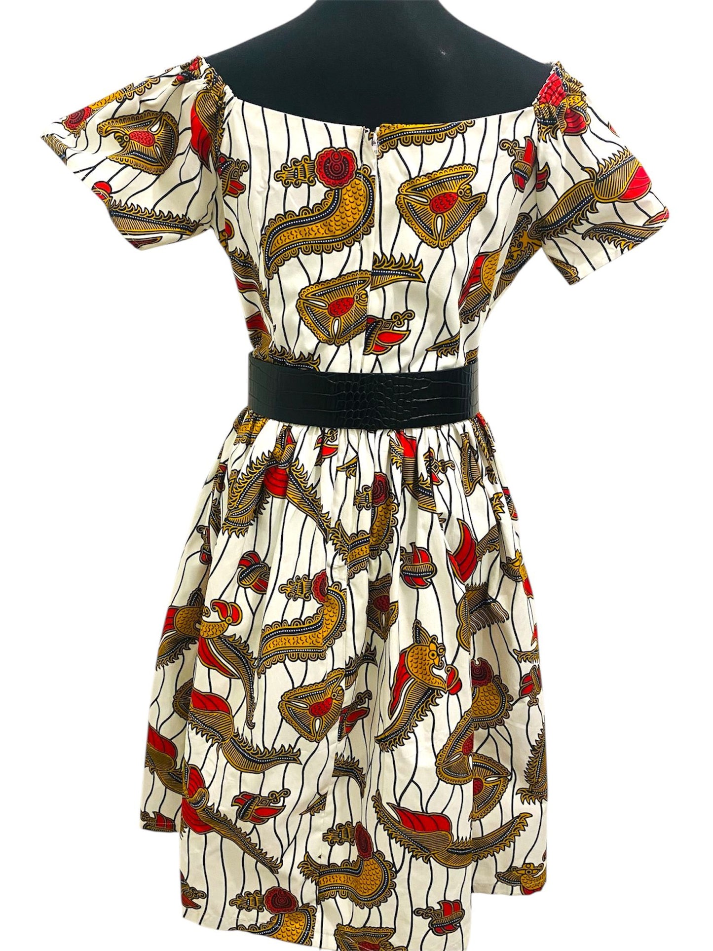 Robe d'été en wax EBELLE -épaules dénudées