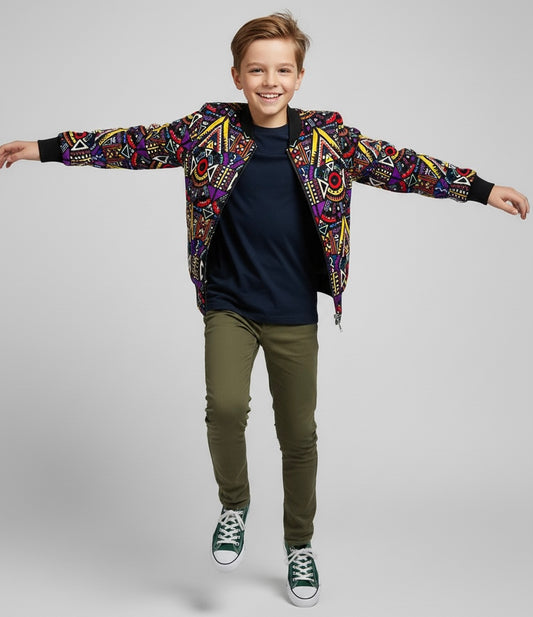Bomber mixte pour enfant, look urbain et stylé, parfait pour une tenue décontractée ou habillée.