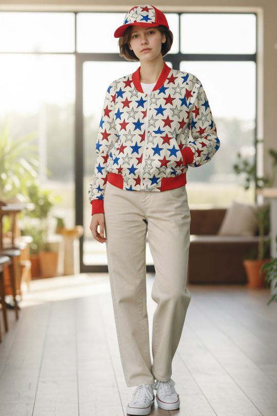 Bomber et casquette assortis pour enfants, avec empiècements en wax pour une tenue stylée, mixte et pleine de caractère.