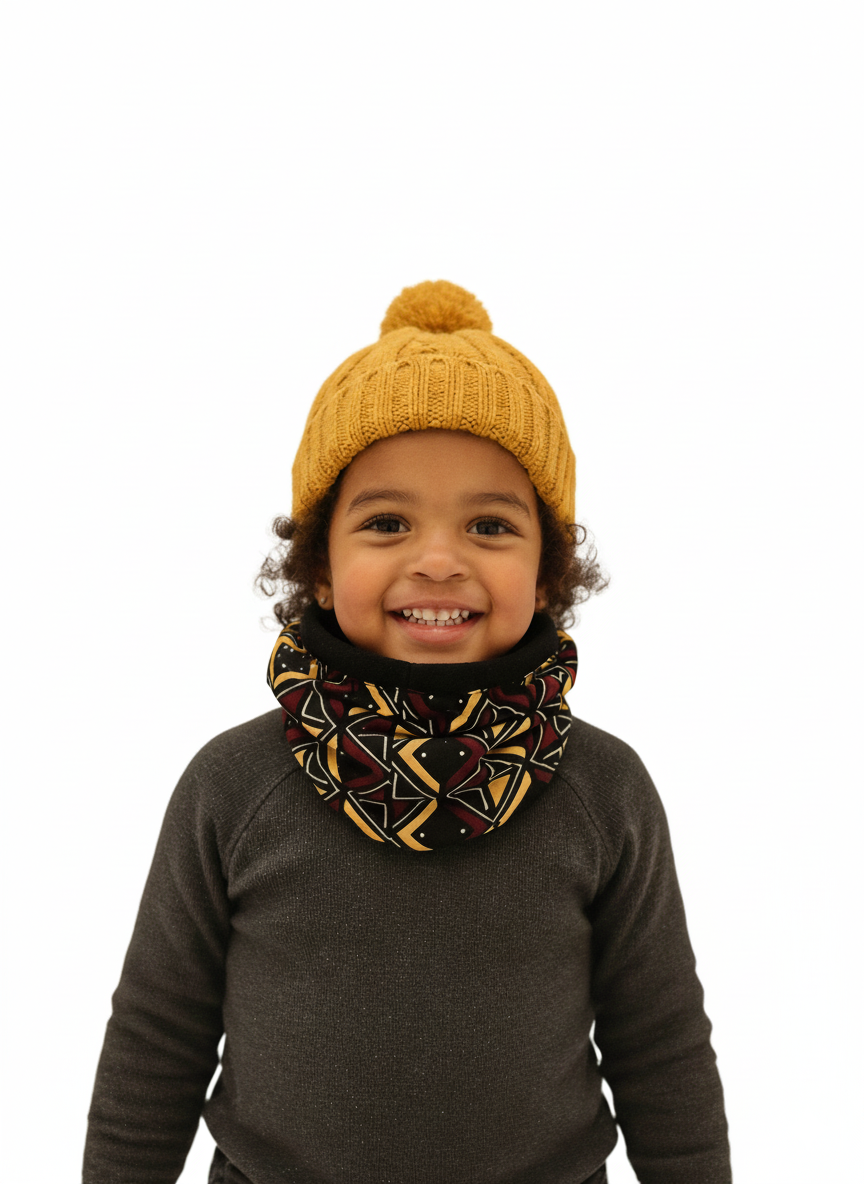 Cache-cou Enfant Bogolan Chic Polaire et Wax Africain