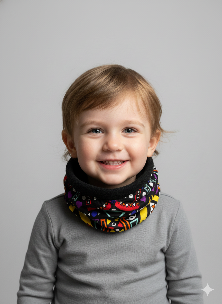 Cache-cou Enfant NTEPPE Wax Couleurs Vives et Polaire