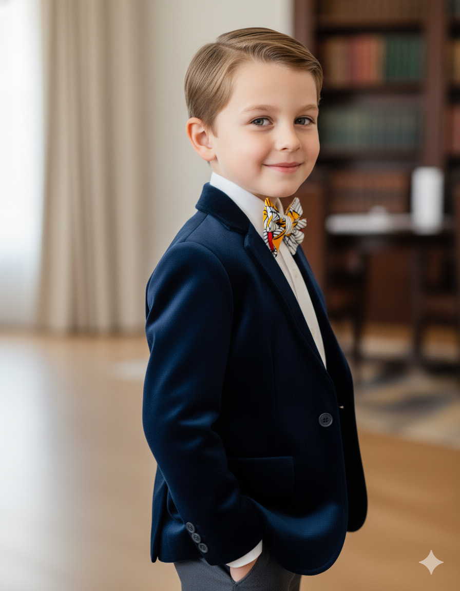 Accessoire enfant coloré en wax pour mariage – nœud papillon avec fermeture bouton.