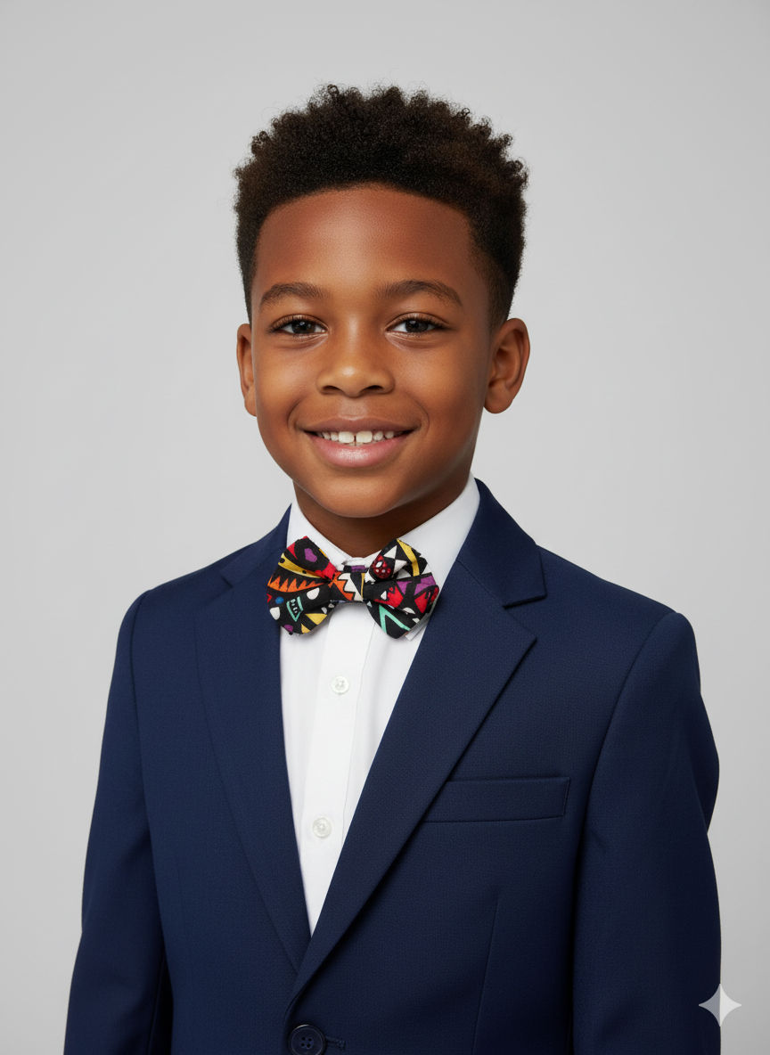 Nœud papillon enfant fait main, accessoire élégant avec élastique, parfait pour mariage ou cérémonie.