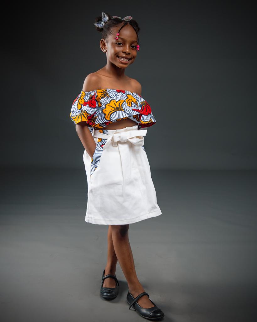 Ensemble wax fille MPESA – tenue africaine enfant