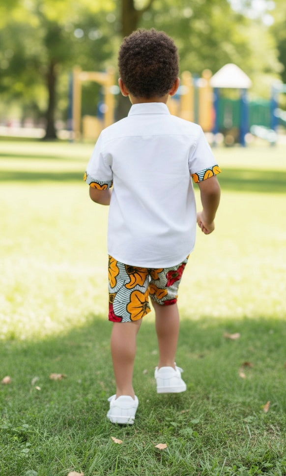 Ensemble wax garçon MBELLA – tenue africaine enfant