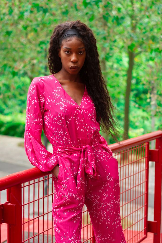 Combinaison Femme MANIANG – Jersey Fluide – Manche Longue Bouffante