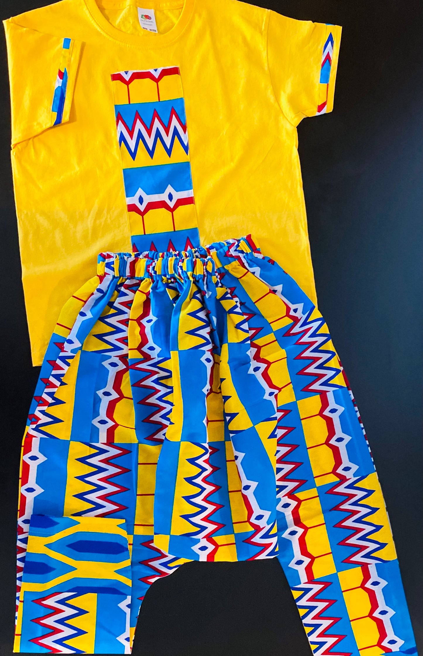 Ensemble garçon MOUANA – Pantalon Sarouel + T-Shirt Customisé Confection Artisanale