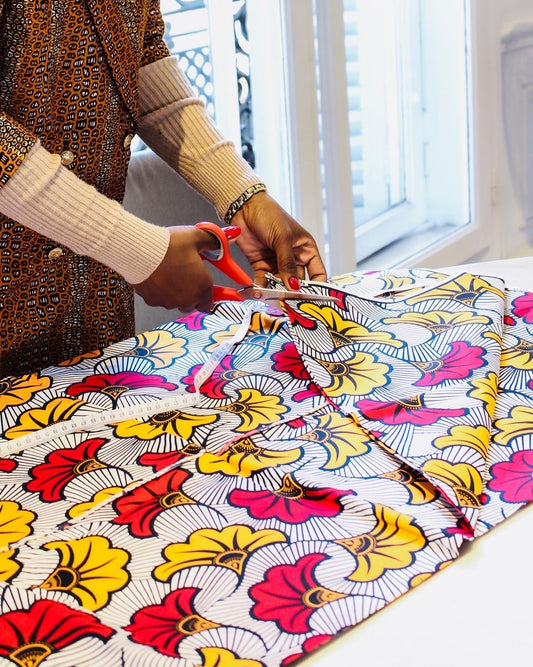 Tissu wax pour créations artisanales pour enfants, exemple de matière utilisée dans le fait main.