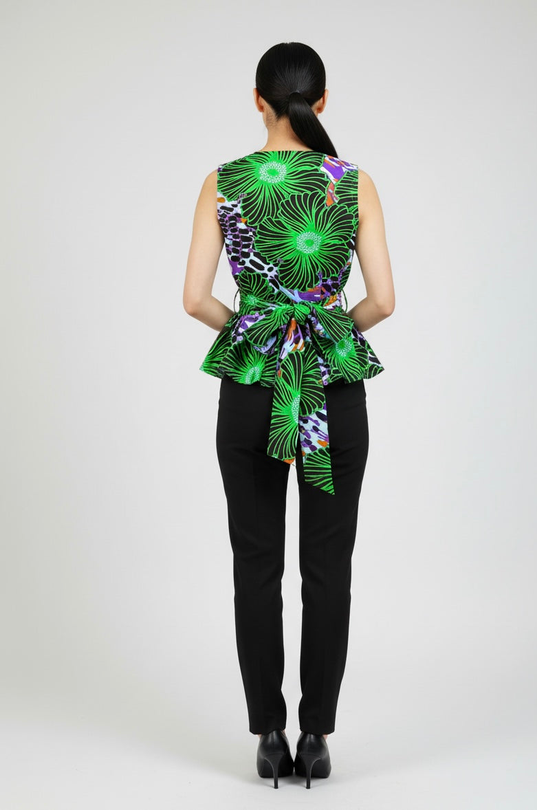 Top Femme Afro Chic en Wax MaVÉ – Top Portefeuille à Croiser et Nouer