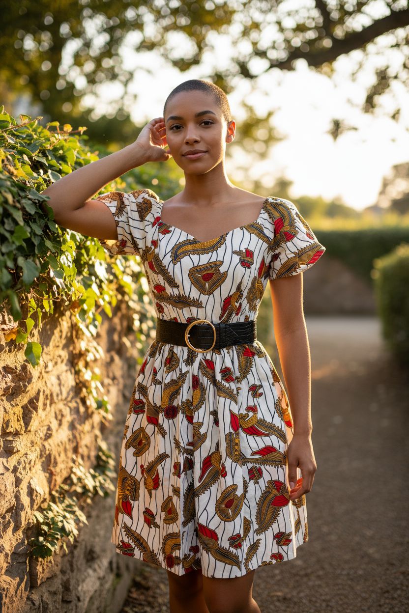 Robe d'été en wax EBELLE -épaules dénudées