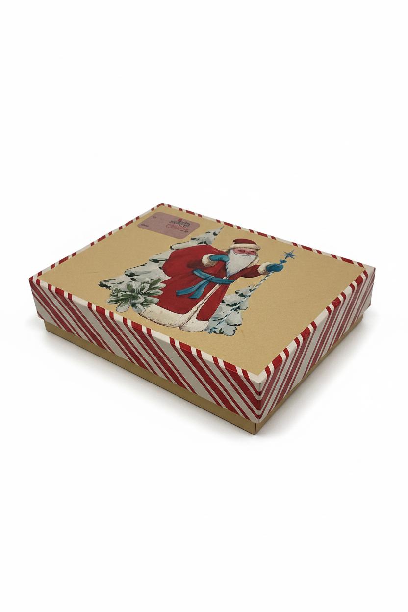 Box de Noël Afro Moderne contenant deux cravates en wax coton, adulte et enfant, motif géométrique.