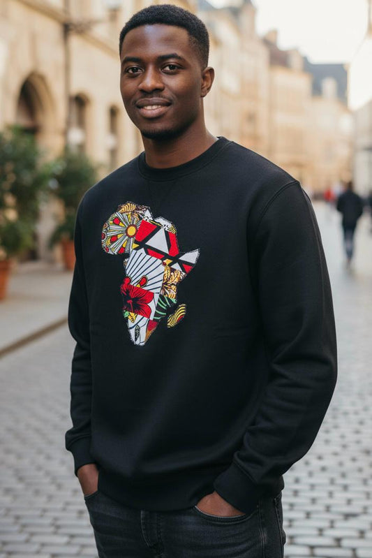 Sweat-shirt noir unisexe pour adulte, coupe classique et élégante, adapté pour homme ou femme.
