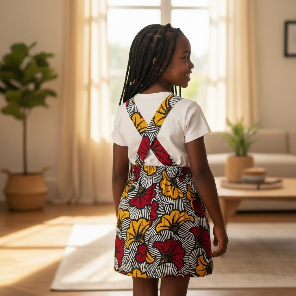 Salopette wax enfant associée à un pull en laine pour un look hiver cosy.
