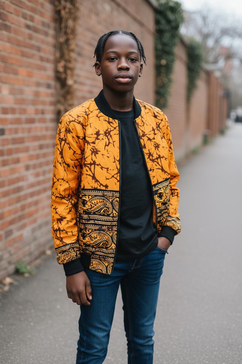 Bomber mixte Sawa en coton mélangé polyester, bords-côte au col, aux manches et au bas, taille S pour adolescents et adultes qui taillent petit.