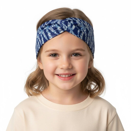 Bandeau enfant Ndop en wax 100 % coton, nœud entrecroisé, fait main
