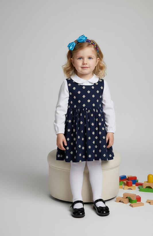 Bandeau Nteppe Duo pour enfant, mix wax bleu à motifs géométriques et satin bleu fait main, élastique arrière