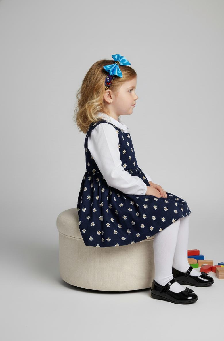 Noeud de bandeau enfant Nteppe Duo en wax multicolore bleu et satin bleu uni, élastique pour maintien optimal
