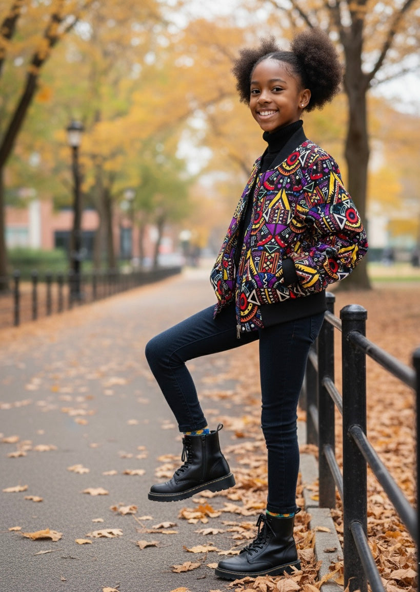 Veste bomber unisexe pour enfant, coupe moderne et confortable, idéale pour la mi-saison.