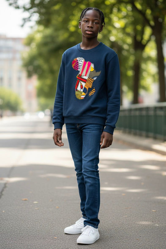 Sweat-shirt unisexe pour enfant avec motif graphique, idéal pour un style streetwear décontracté.