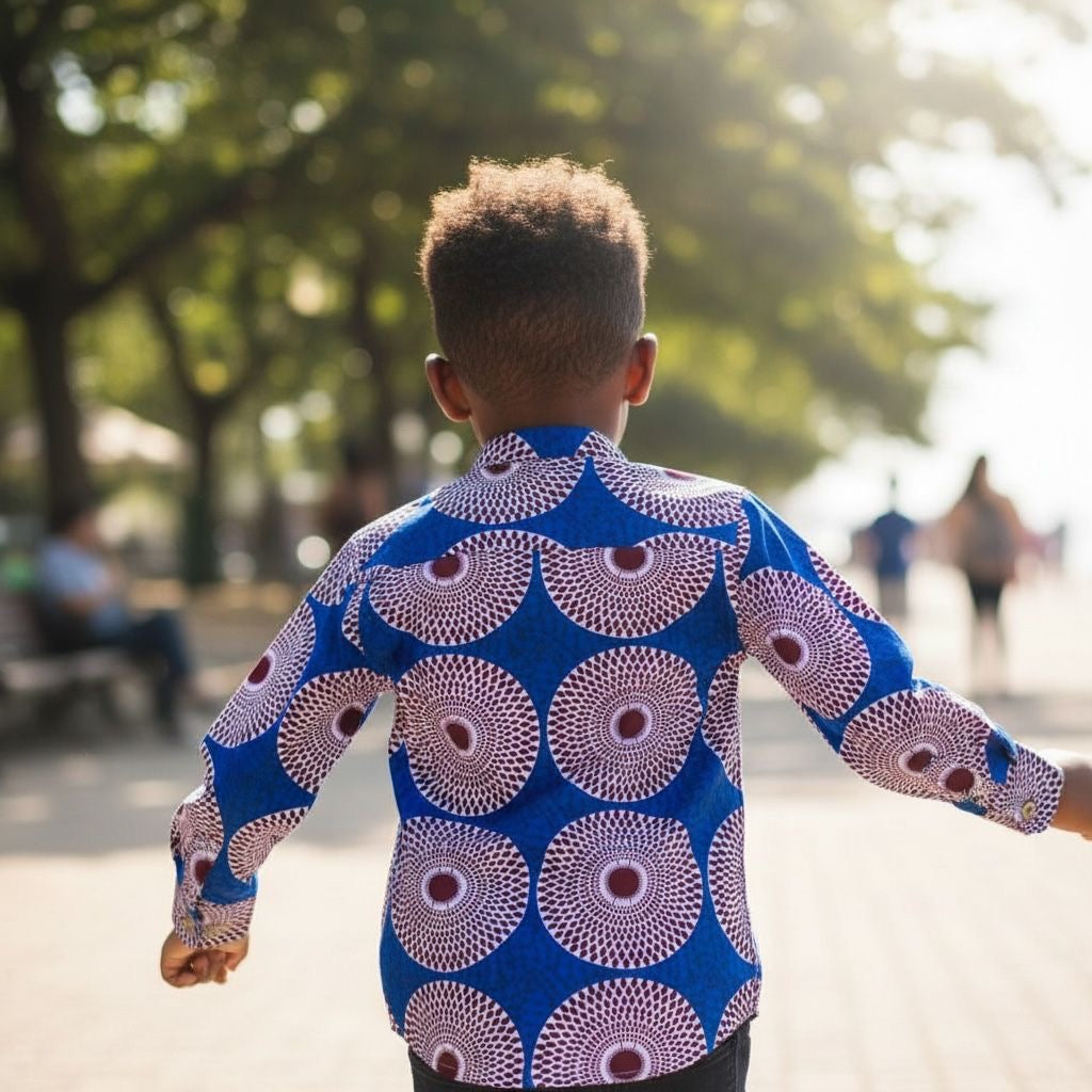 Chemise wax garçon LOLODOF 2-en-1 – style africain moderne enfant