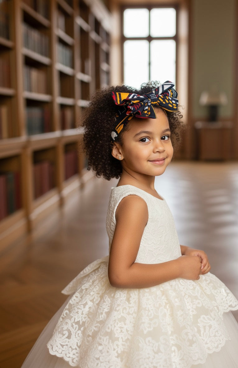 Bandeau enfant tissu wax imprimé bogolan, confortable et tendance.