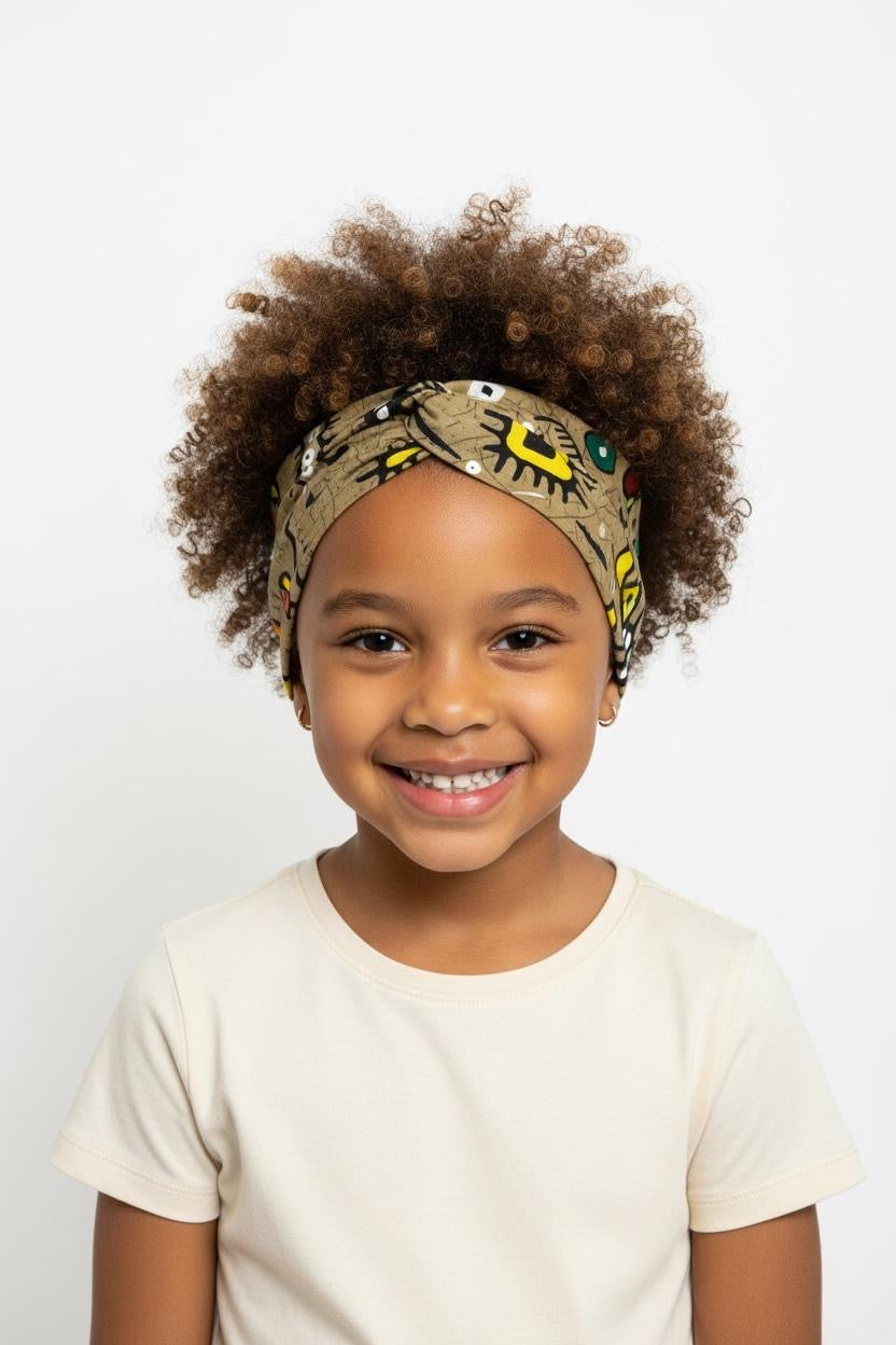Accessoire cheveux enfant afro moderne fait main en wax assorti au bomber MEYA