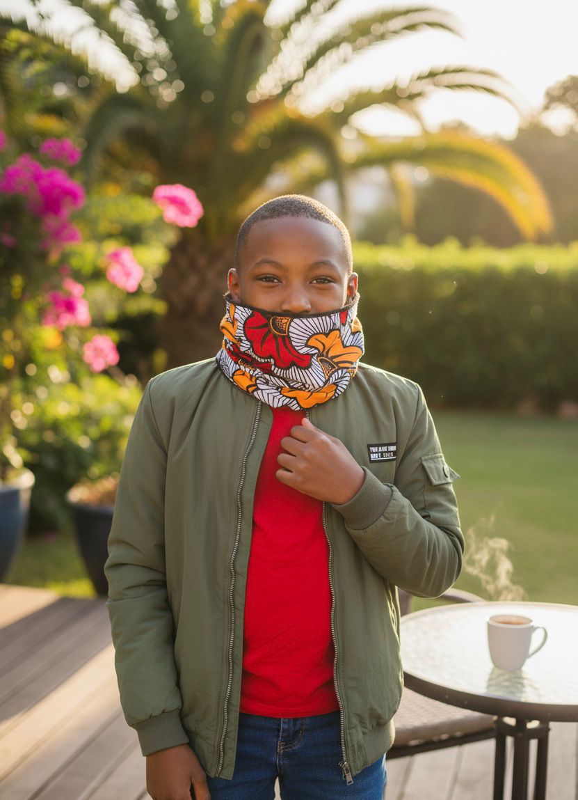 Cache-cou enfant en tissu fleuri élégant, accessoire doux et chic pour cérémonie ou mariage