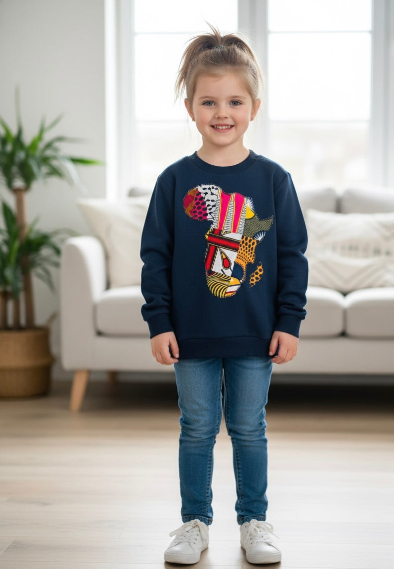 Sweat-shirt bleu mixte pour enfant, coupe confortable et unisexe, idéal pour fille ou garçon en automne ou hiver