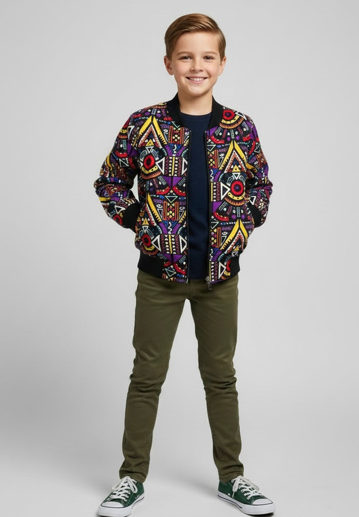 Enfant en bomber mixte, vêtement polyvalent au design actuel, convenant aussi bien aux filles qu’aux garçons.