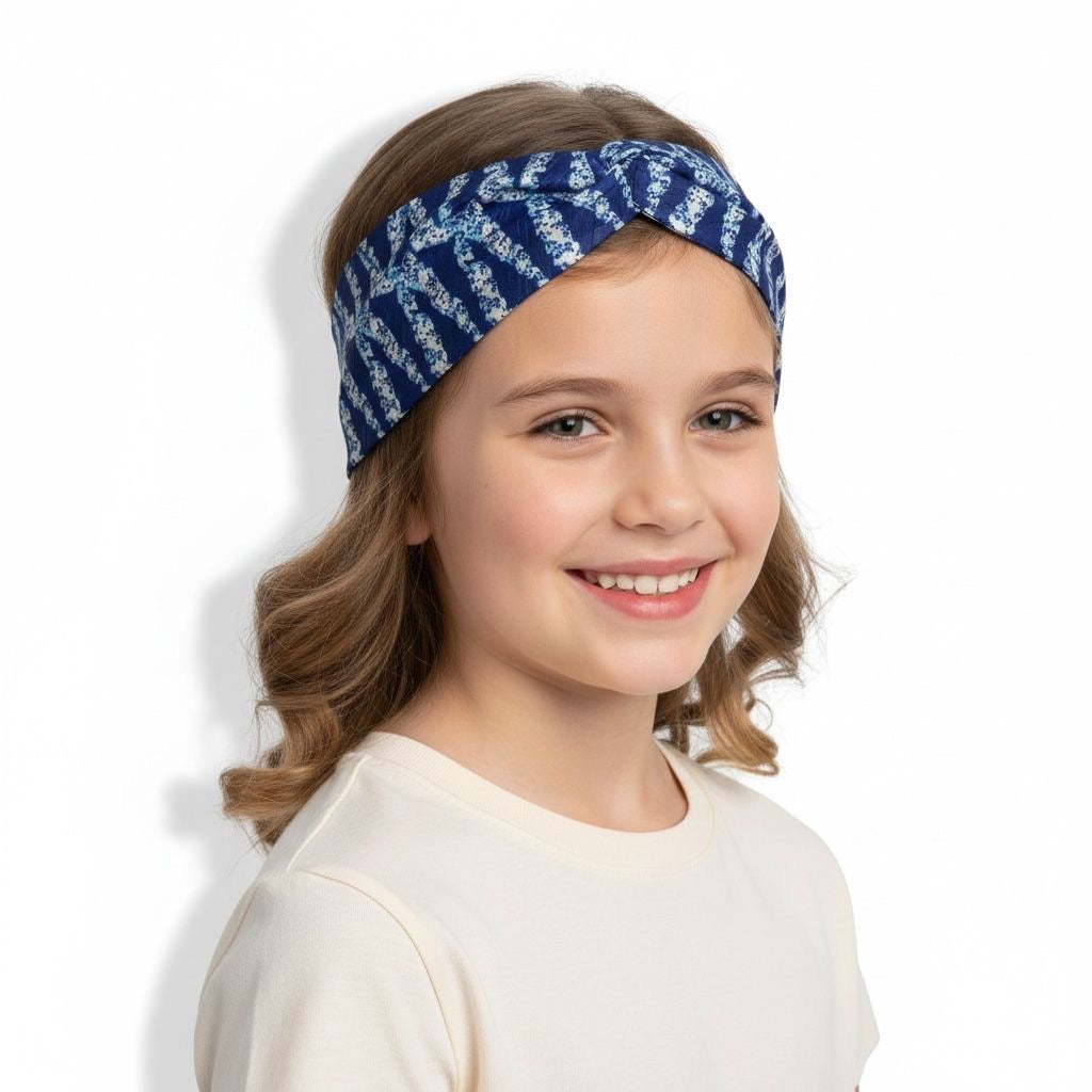 Bandeau afro moderne pour fille en tissu Ndop traditionnel camerounais