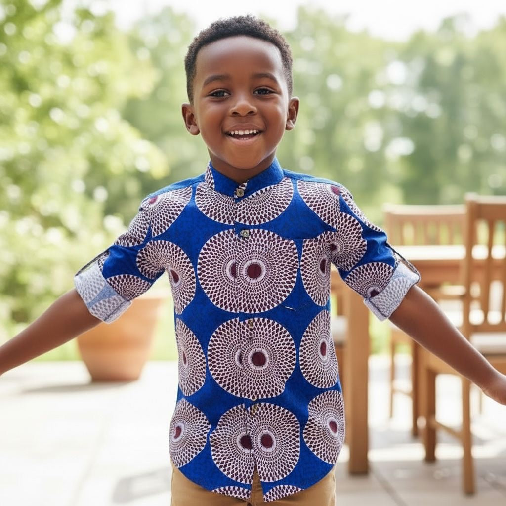 Chemise wax garçon LOLODOF 2-en-1 – style africain moderne enfant