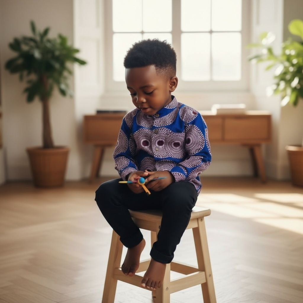 Chemise wax garçon LOLODOF 2-en-1 – style africain moderne enfant