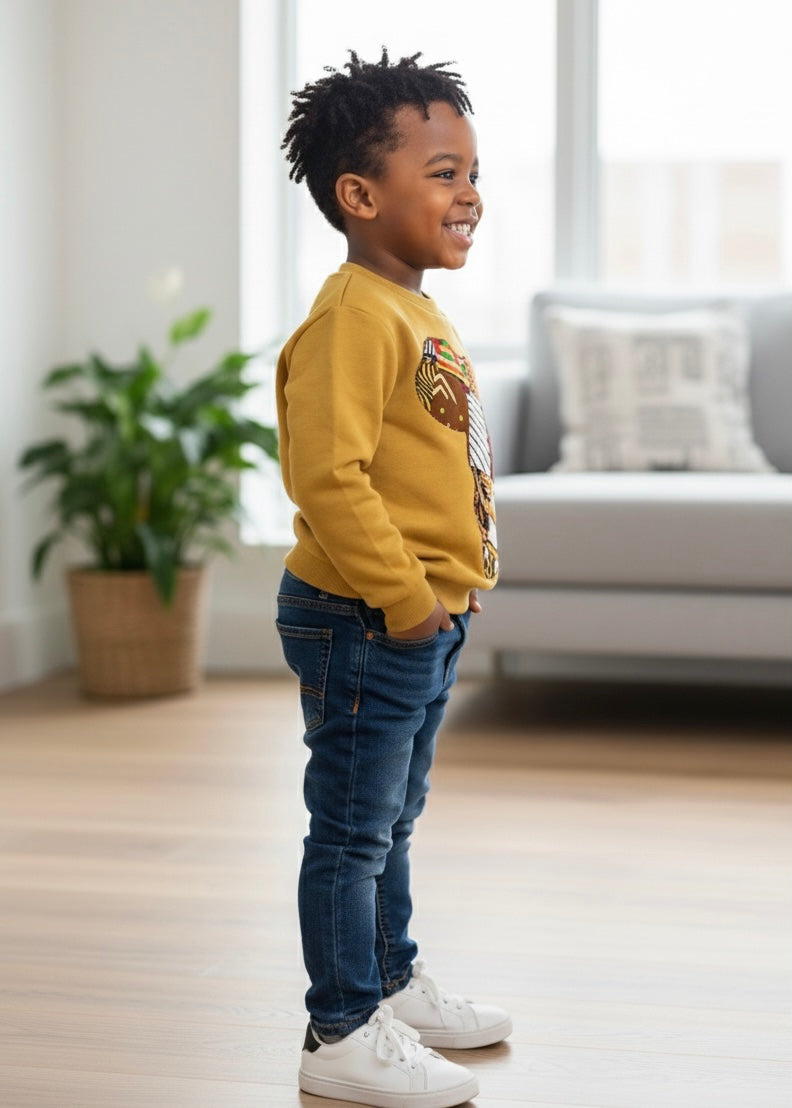 SWEAT-SHIRT ENFANT PERSONNALISÉ -CARTE D’AFRIQUE EN WAX GARÇON