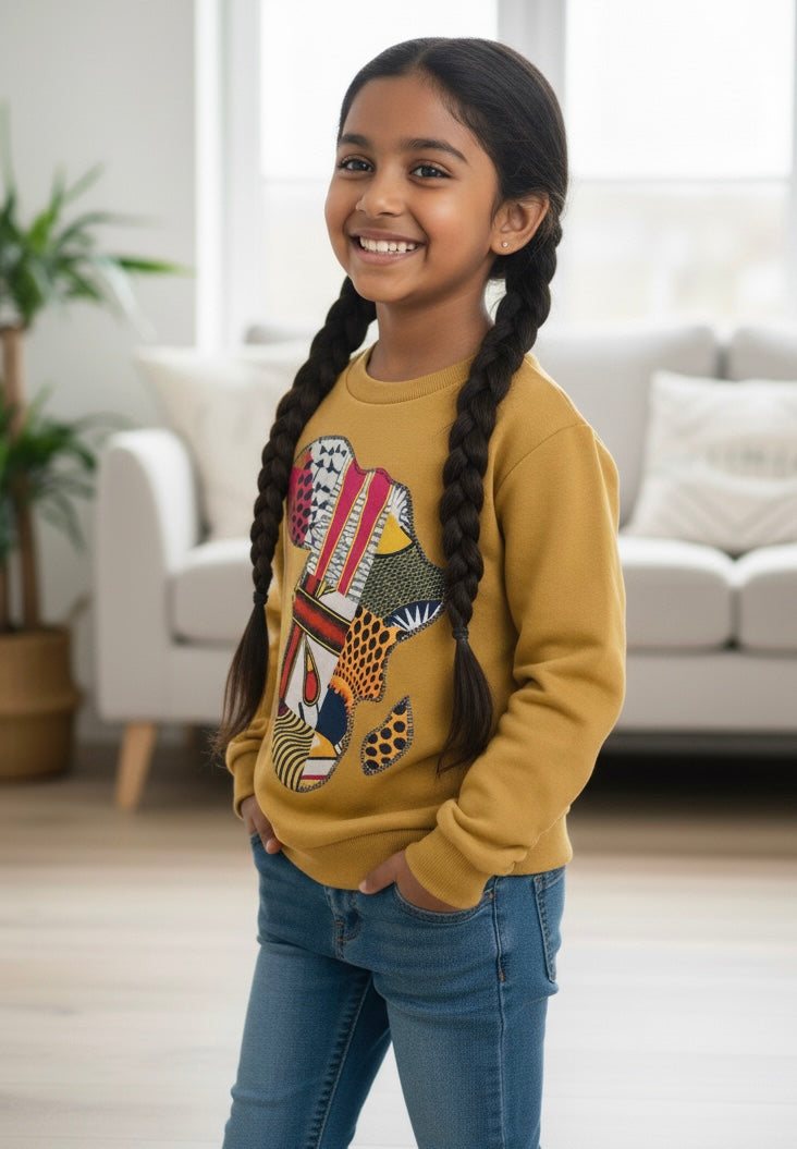 SWEAT-SHIRT ENFANT PERSONNALISÉ -CARTE D’AFRIQUE EN WAX ( MIXTE)