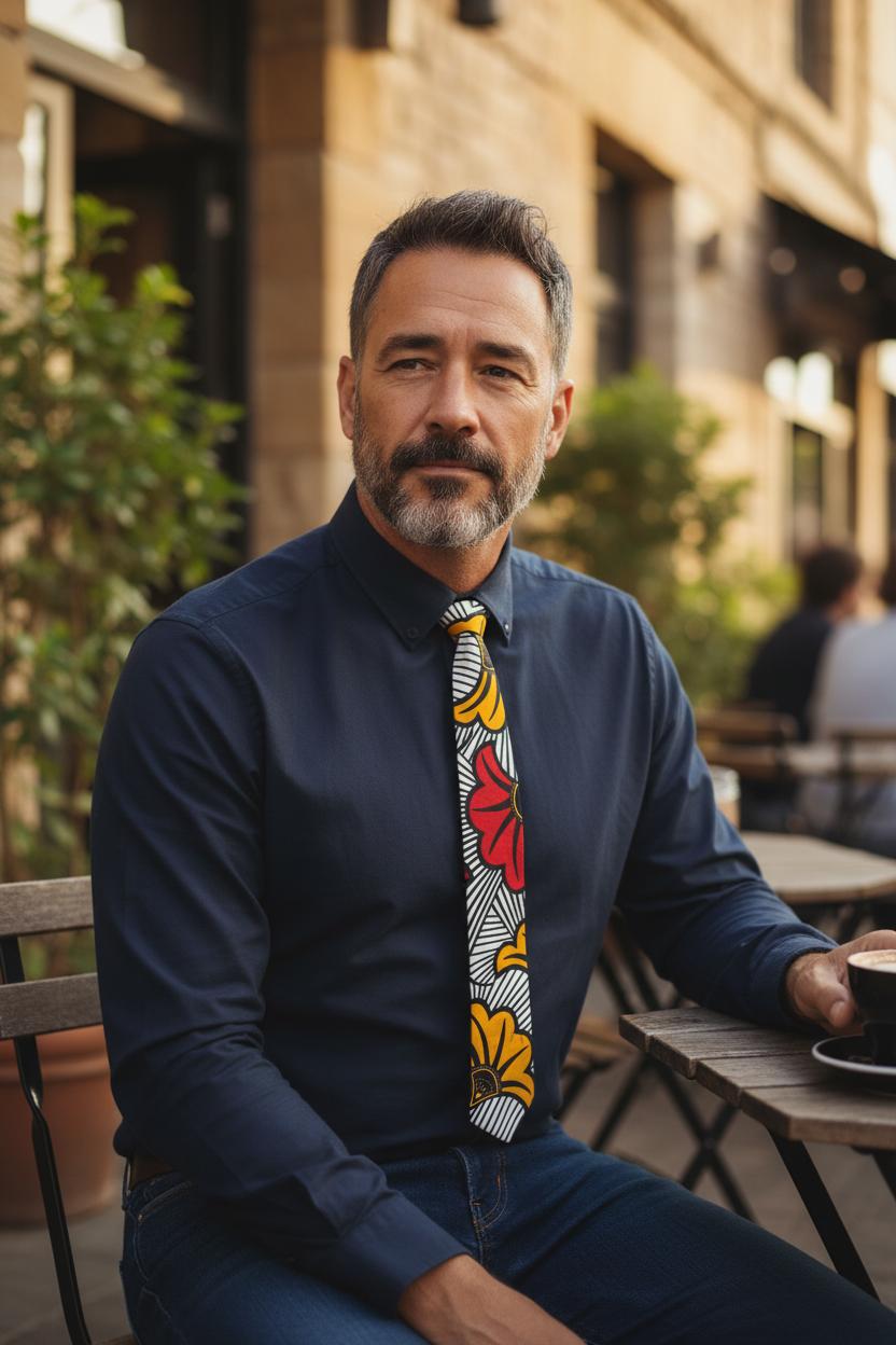 Cravate MPESA Tissu fleuri de mariage en coton, confection artisanale