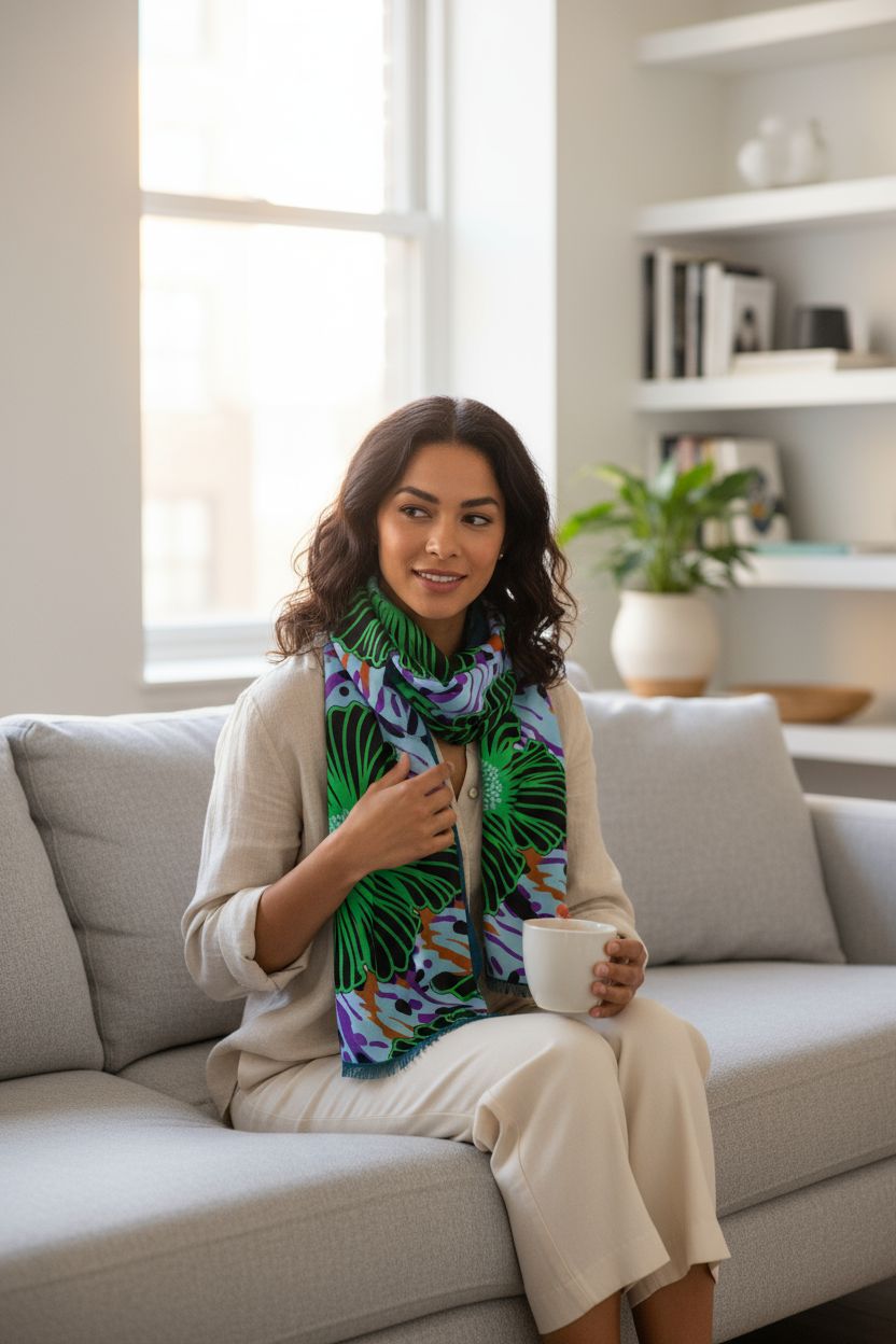 Écharpe mixte en tissu wax et molleton doux – accessoire afro chaud pour homme et femme