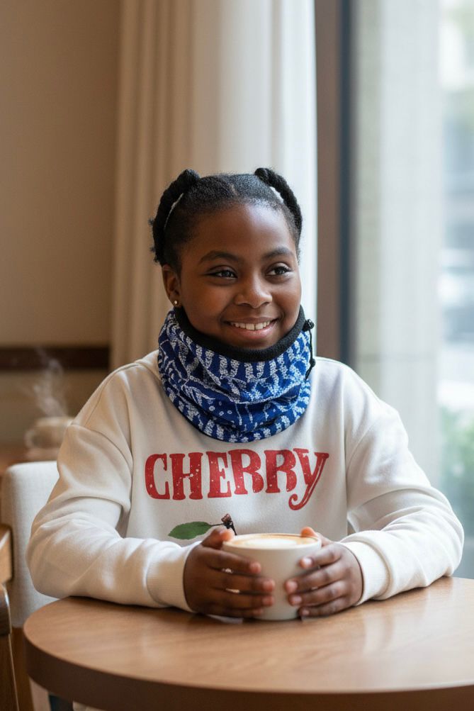 Tour de cou enfant mixte en wax motif Ndop 100 % coton avec doublure polaire, fait main