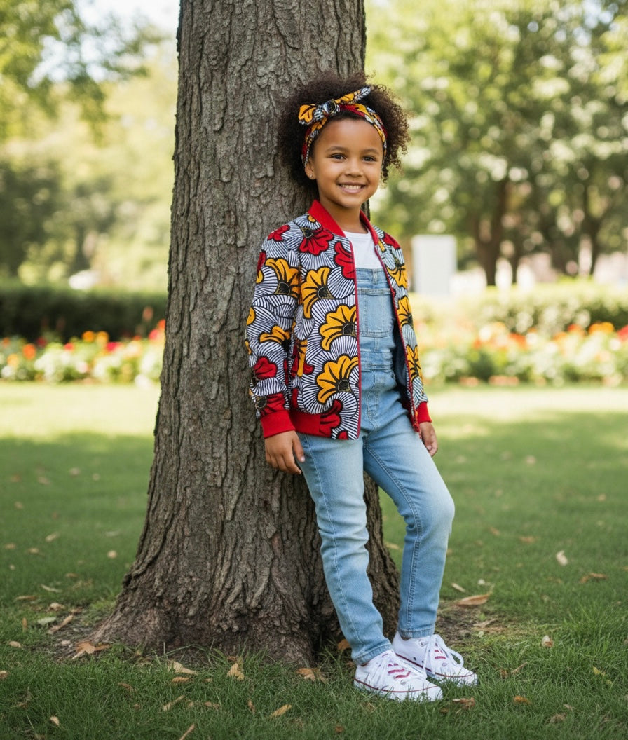BOMBER EN WAX MPESA + BANDEAU ASSORTI (FILLES)