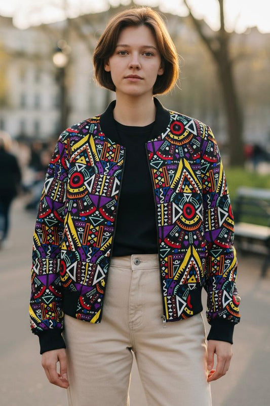 Enfant portant un bomber mixte, veste légère et tendance adaptée aux filles et aux garçons.
