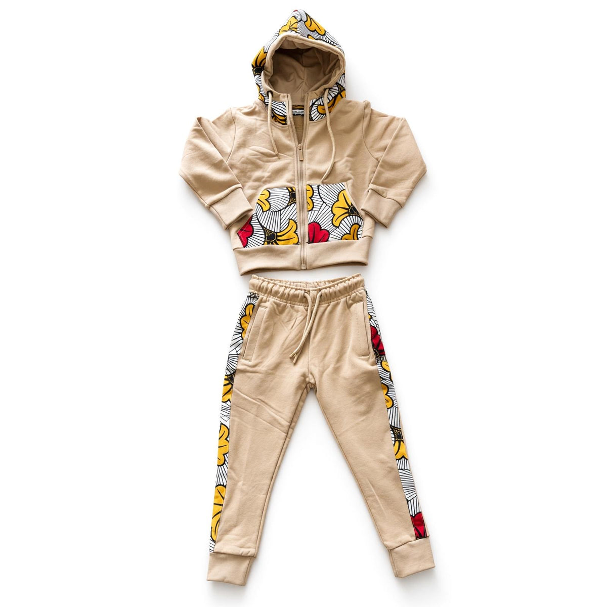Ensemble jogging enfant mixte MPESA – Beige et wax – 4 à 14 ans